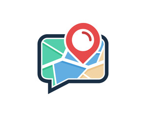 Chat Map Icon Logo Design Element