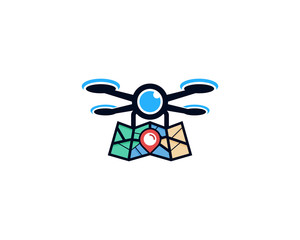Map Drone Icon Logo Design Element