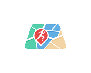 Running Map Icon Logo Design Element