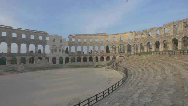 Inside the Roman amphitheater in Pula