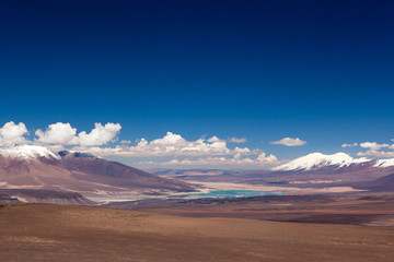Mountains landscape, view from San-Francisco mountain on the border between Chile and Argentine with the Laguna Verde in the Atacama Desert, Chile, Travel & Active Lifestyle concept adventure outdoor