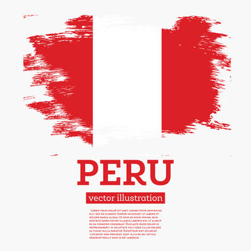 Peru Flag With Brush Strokes.