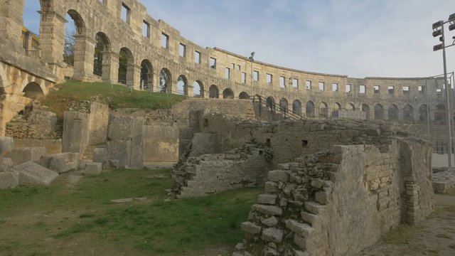 Ancient ruins inside the Roman amphitheater