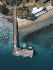 Drone view of a boat docking