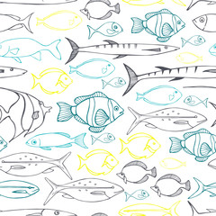 Sea fish. Vector seamless pattern
