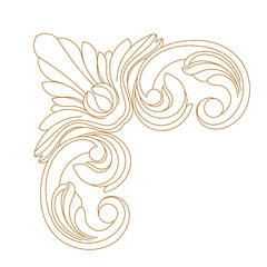 Golden vintage baroque ornament, corner. Retro pattern antique style acanthus. Decorative design element filigree calligraphy vector. - stock vector
