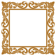 Golden vintage border frame engraving with retro ornament pattern in antique baroque style decorative design. Vector