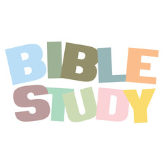 Typographic illustration of Bible Study in multi colors on an isolated background