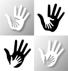 Set of Caring hands. Vector illustration