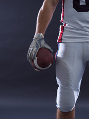 closeup American Football Player isolated on gray
