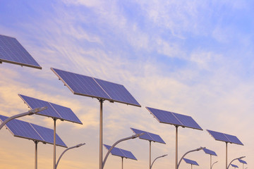 Solar street light under sunlight