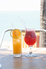 Beautiful and delicious cocktail by the sea