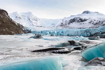 Fototapete Gletscher Vatnajokull-Gletscher eingefroren in der Wintersaison, Island