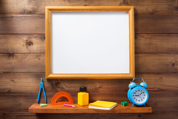 school supplies and tools at shelf