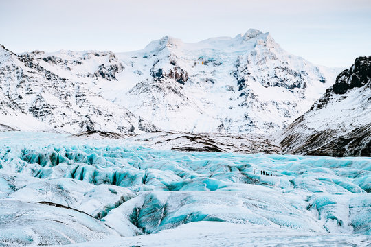 vatnajokull glacier frozen on winter season, iceland