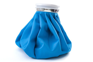 Pain management concept with an Ice pack isolated on white with a clipping path included. An icepack is bag filled with ice and applied to the body to reduce swelling or lower temperature