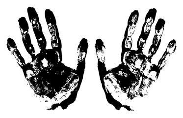 Two Black Art Hand Prints. Vector illustration