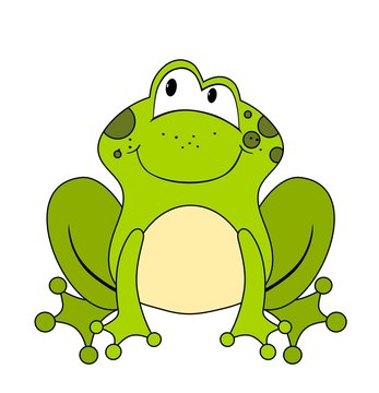 Cute cartoon frog isolated on white