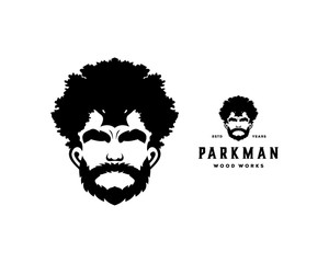 Park Man - Oak tree like Hair on the Man with Beard Illustration Symbol Logo Vector