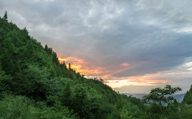 Sunset on the mountain landscape, with beautiful clouds