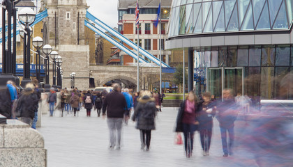 busy people in the London city. abstract motion, long exposure.