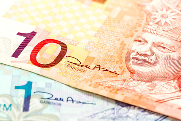 cloase-up of malaysian ringgit bank notes