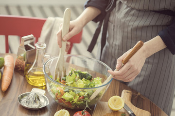 Obraz na płótnie Canvas Healthy nutrition salad preparing concept