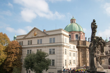 A statue on the Charles Bridge in Prague, Czech Republic