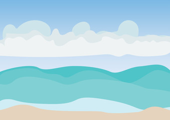 Fototapeta na wymiar Sea beach and blue sky with cloud illustration
