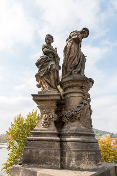 A statue on the Charles Bridge in Prague, Czech Republic