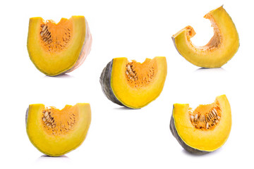 Piece of Thai pumpkin. Studio shot isolated on white