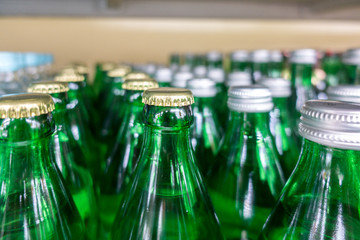Glass bottles with water