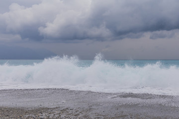 Hualien County/taiwan -december 13, 2017 : Chihsing Beach, A gravel beach