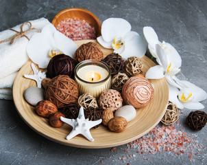 Spa concept with white orchids