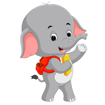 cute elephant with backpack