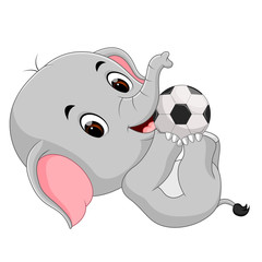 funny elephant cartoon with ball