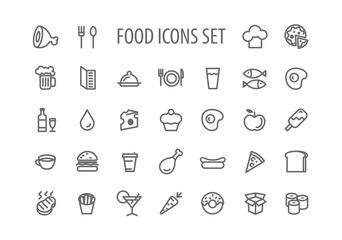 Outline Food Simple Icons Set 