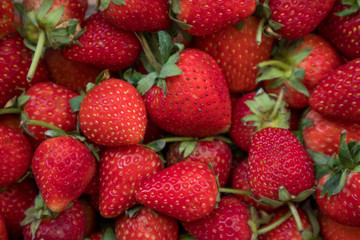 freshly ripe strawberries background