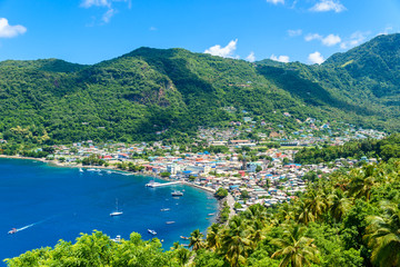 Soufriere Village - tropical coast on the Caribbean island of St. Lucia. It is a paradise...