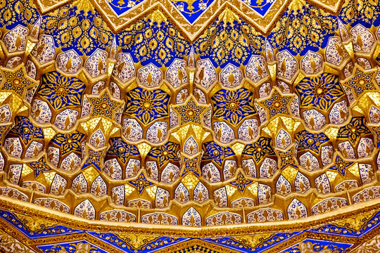 Interior of Tilla Kari (Tilya-Kori) Madrasah on Registan Square in Samarkand - Uzbekistan