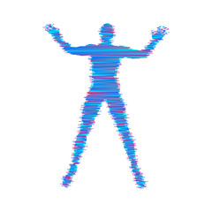 Man spreads hands to sides. Man doing balance gesture. Concept communication. Vector illustration.