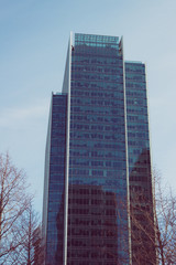 Skyscraper Business Office, blue sky background, Corporate building in London City, England, UK