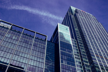 Skyscraper Business Office, blue sky background, Corporate building in London City, England, UK