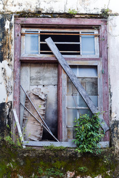 Old frame wooden window