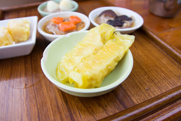 dim sum on plate. chinese cuisine