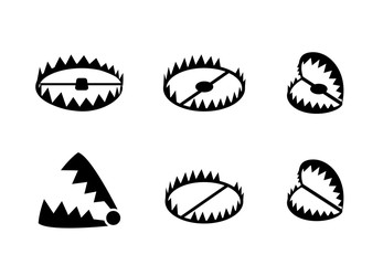 Set of bear trap icons and symbol in vector design