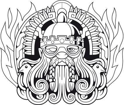 ancient Scandinavian god Odin, illustration
