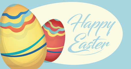 Happy Easter Holiday Card with Painted Eggs 