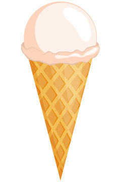 Colorful vanilla ice cream cone icon.