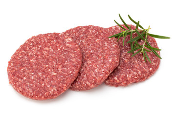 Raw fresh hamburger meat isolated on white.